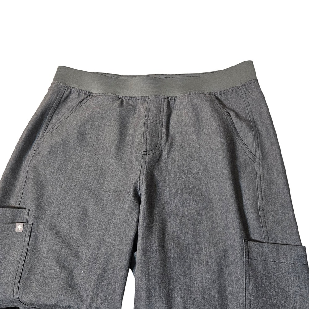 FIGS‎ Scrub Pants Men Medium Gray Excellent Straight Leg Cargo Elastic Waist